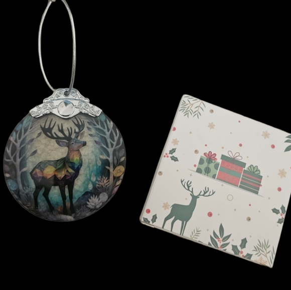 Stained Glass Deer Ornament With Gift Box - Picture 1 of 2